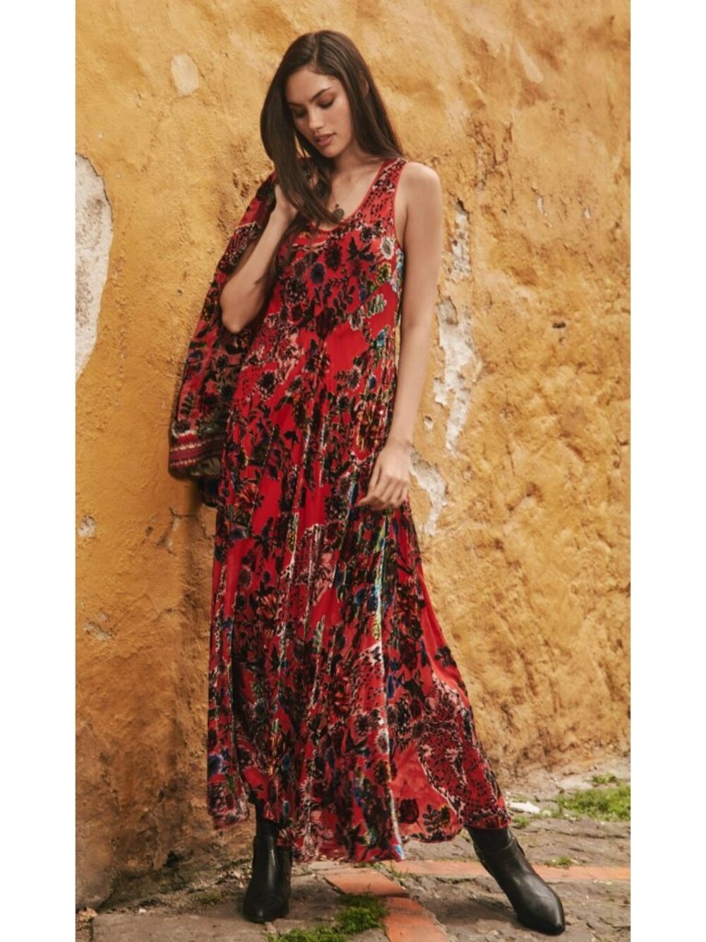 NWT Johnny Was $575 Buy Bias Burnout Velvet Dress Size Medium Petite